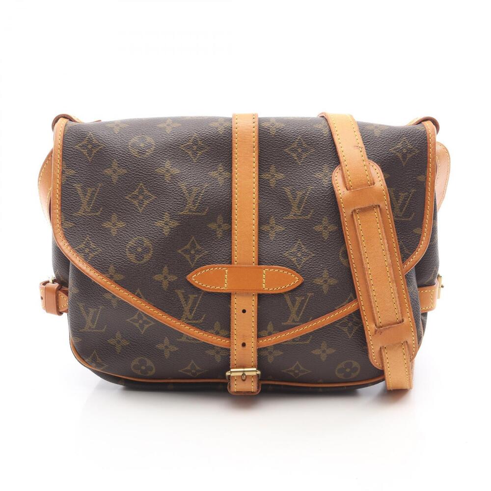 Louis Vuitton Saumur Shoulder Bag Canvas Leather Monogram Brown